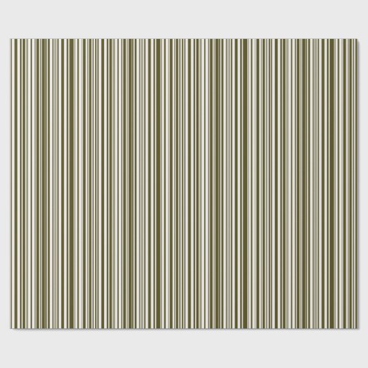 Aangepaste Olijf Groene Barcode Gestreept Wikkelpa Cadeaupapier (Vlak)