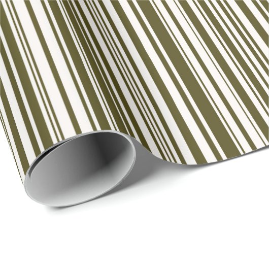 Aangepaste Olijf Groene Barcode Gestreept Wikkelpa Cadeaupapier (Rol Hoek)