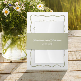 Aangepaste Olijf Groene Hand Getrokken Naam Datum  Uitnodigingen Wikkel