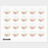 Aangepaste olijf roze waterverf bloem bruidsdouche ronde sticker (Vel)