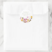 Aangepaste olijf roze waterverf bloem bruidsdouche ronde sticker (Tas)