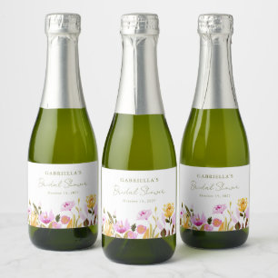 Aangepaste olijf roze waterverf bloemige bruidsdou sparkling wijnetiket