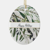 Aangepaste  Olijfafdeling Prettige feestdagen Keramisch Ornament (Rechts)
