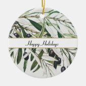 Aangepaste Olijfafdeling Prettige feestdagen Keramisch Ornament (Voorkant)