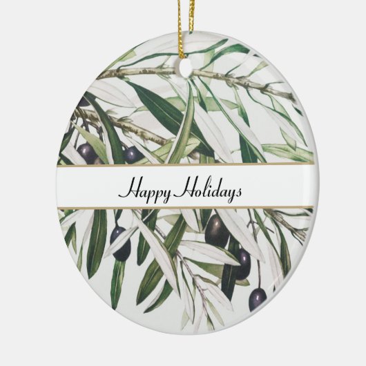 Aangepaste  Olijfafdeling Prettige feestdagen Keramisch Ornament (Links)