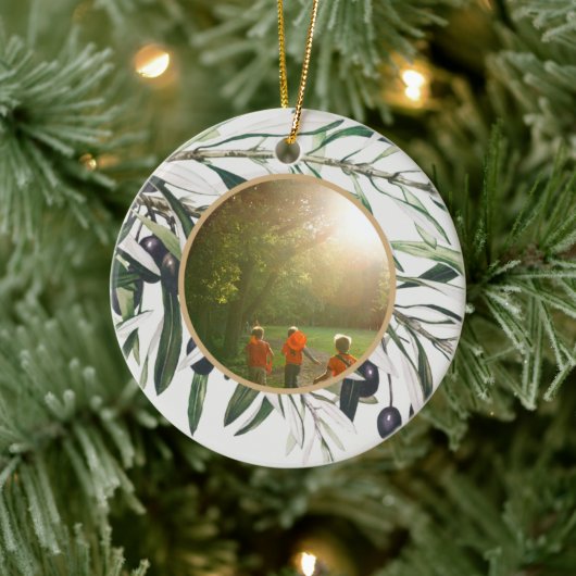 Aangepaste  Olijfafdeling Prettige feestdagen Keramisch Ornament (Boom)