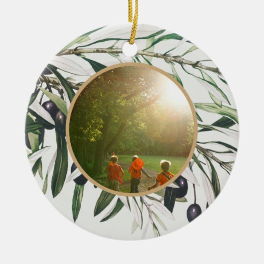 Aangepaste  Olijfafdeling Prettige feestdagen Keramisch Ornament (Voorkant)