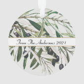 Aangepaste  Olijfafdeling Prettige feestdagen Ornament (achterkant)