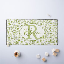 Aangepaste olijfbladmonogram sagegroen rijk