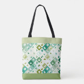 Aangepaste Olijfgroen Blauwgroen Blauw Ivoor Mozaï Tote Bag (Achterkant)
