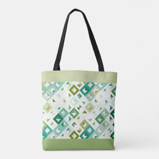 Aangepaste Olijfgroen Blauwgroen Blauw Ivoor Mozaï Tote Bag (Achterkant)