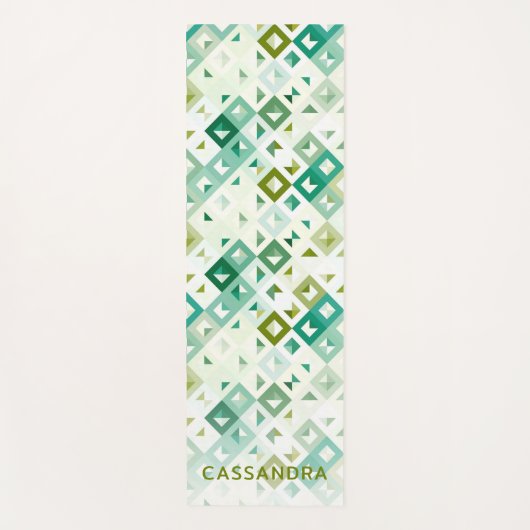 Aangepaste Olijfgroen Blauwgroen Blauw Ivoor Mozaï Yogamat (Voorkant)