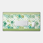 Aangepaste Olijfgroen Blauwgroen Blauw Retro Art P Bureaumat (Keyboard & Muis)