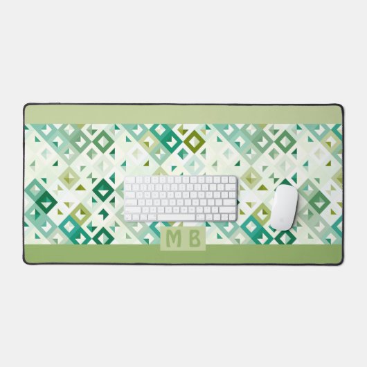 Aangepaste Olijfgroen Blauwgroen Blauw Retro Art P Bureaumat (Keyboard & Muis)