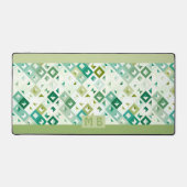 Aangepaste Olijfgroen Blauwgroen Blauw Retro Art P Bureaumat (Voorkant)