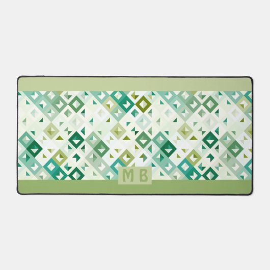 Aangepaste Olijfgroen Blauwgroen Blauw Retro Art P Bureaumat (Voorkant)