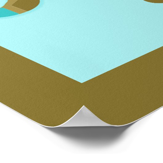 Aangepaste Olive Green Blue Gold Elephant Poster (Hoek)