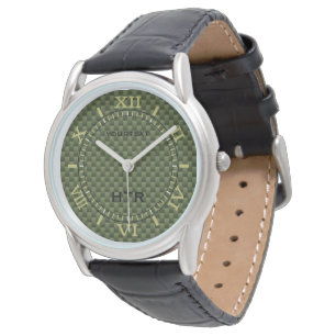Aangepaste Olive Green Carbon Fiber Dial Horloge