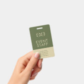 Aangepaste Olive Green- en Beige Event Staff ID Ba Badge (Handheld)