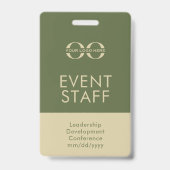 Aangepaste Olive Green- en Beige Event Staff ID Ba Badge (Achterkant)