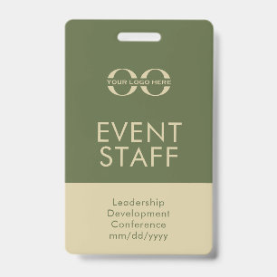 Aangepaste Olive Green- en Beige Event Staff ID Ba Badge
