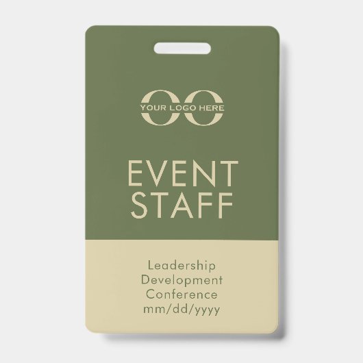 Aangepaste Olive Green- en Beige Event Staff ID Ba Badge (Voorzijde)
