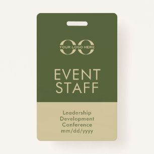 Aangepaste Olive Green- en Beige Event Staff ID Ba Badge