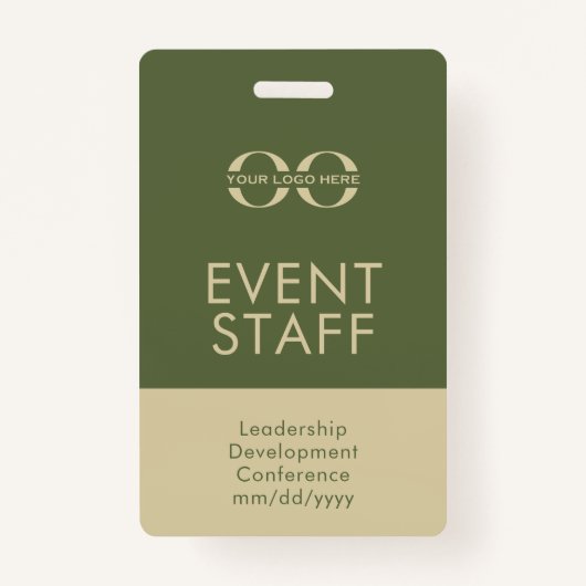 Aangepaste Olive Green- en Beige Event Staff ID Ba Badge (Voorkant)