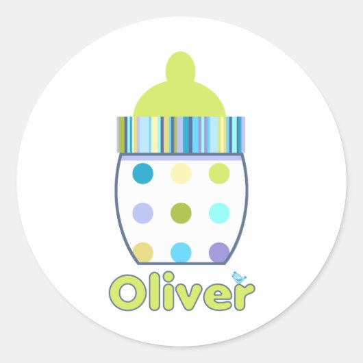 Aangepaste Oliver Baby fles Ronde Sticker (Voorkant)