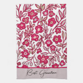 Aangepaste oma Boho Floral Red Gray Kitchen Towel Theedoek (Verticaal)