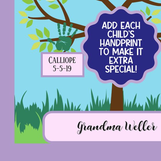 Aangepaste oma Gift Voeg handafdruk en naam 5 Kind Wandkleed