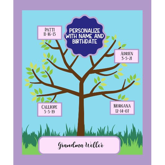 Aangepaste oma Gift Voeg handafdruk en naam 5 Kind Wandkleed