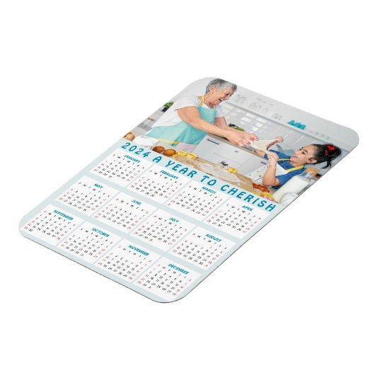 Aangepaste oma kleinkinderen foto 2024 jaar kalend magneet (Linkerzijde)