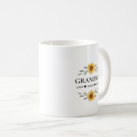 Aangepaste oma met Kinder namen Moederdag cadeau Koffiemok (Voorkant rechts)