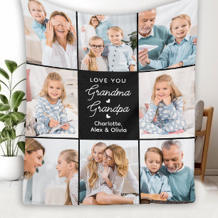 Aangepaste oma Opa Gepersonaliseerd 8 Afbeelding Fleece Deken