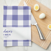 Aangepaste Oma's Keuken Periwinkle Blauw Elegant Theedoek (Quarter Fold)