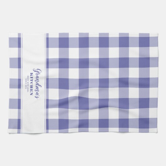 Aangepaste Oma's Keuken Periwinkle Blauw Elegant Theedoek (Horizontaal)