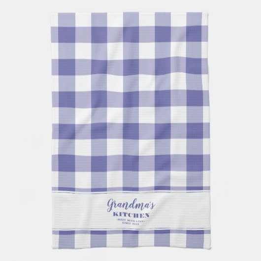 Aangepaste Oma's Keuken Periwinkle Blauw Elegant Theedoek (Verticaal)