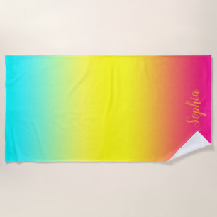 Aangepaste ombre Magische Rainbow-kleuren Strandlaken