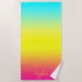 Aangepaste ombre Magische Rainbow-kleuren Strandlaken (Voorkant)