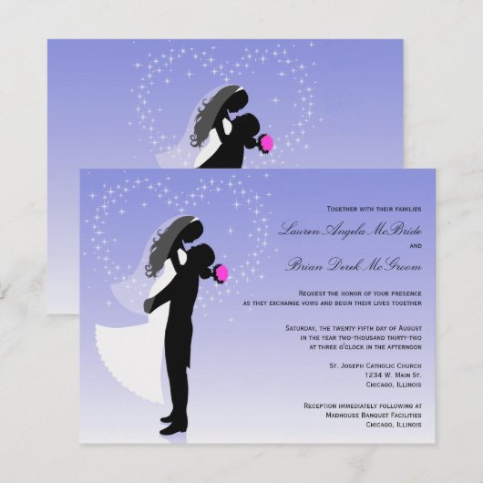 Aangepaste ombre Silhouette-wedstrijd uitnodigen Kaart (Voorkant / Achterkant)