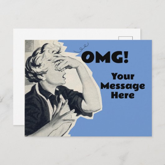 Aangepaste OMG bericht antiek 50s Briefkaart (Voorkant / Achterkant)