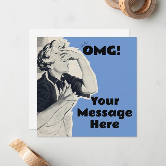 Aangepaste OMG bericht antiek 50s Flat Note Kaart Notitiekaartje (Voorkant / Achterkant in situ)