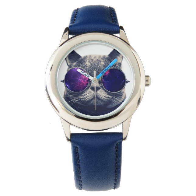 Aangepaste omlijsting met blauwe nummers horloge (Voorkant)