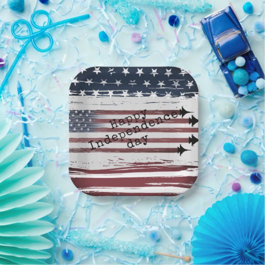 aangepaste Onafhankelijkheidsdag vliegtuigvlag pap Papieren Bordje (Feest)