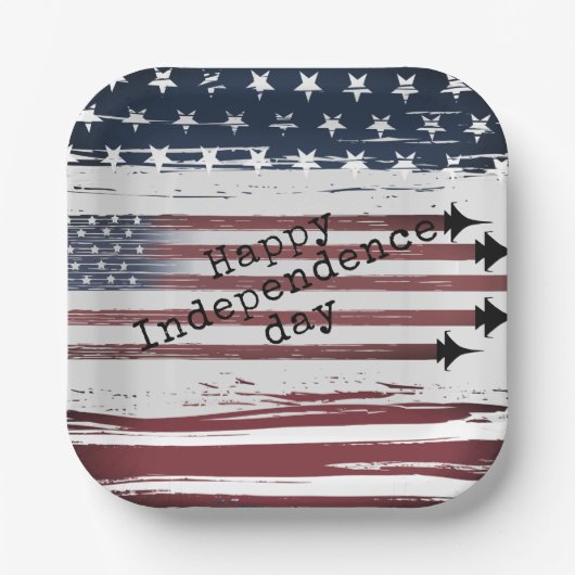 aangepaste Onafhankelijkheidsdag vliegtuigvlag pap Papieren Bordje (Voorkant)
