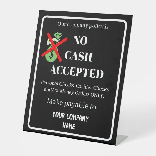 Aangepaste Onder rembours geaccepteerd | Zakelijk Reclamebord Met Voetstuk (Voorkant)