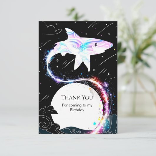 Aangepaste onderwater diepzee haai verjaardag bedankkaart (Staand voorkant)