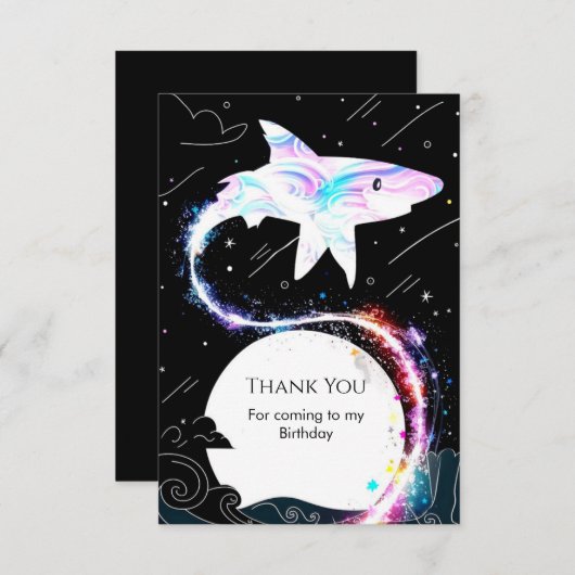 Aangepaste onderwater diepzee haai verjaardag bedankkaart (Voorkant / Achterkant)