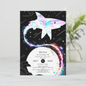 Aangepaste onderwater diepzee haai verjaardag kaart (Staand voorkant)